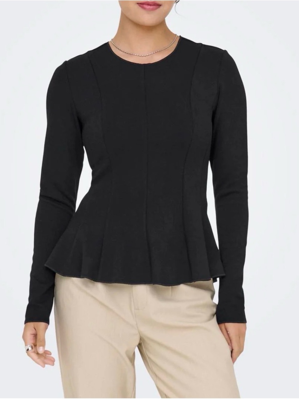 Express Black Long Sleeve Peplum Top